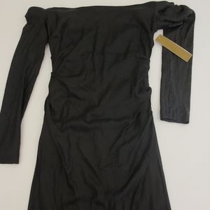 Nicole Miller Off Shoulder Black Sequin Dress